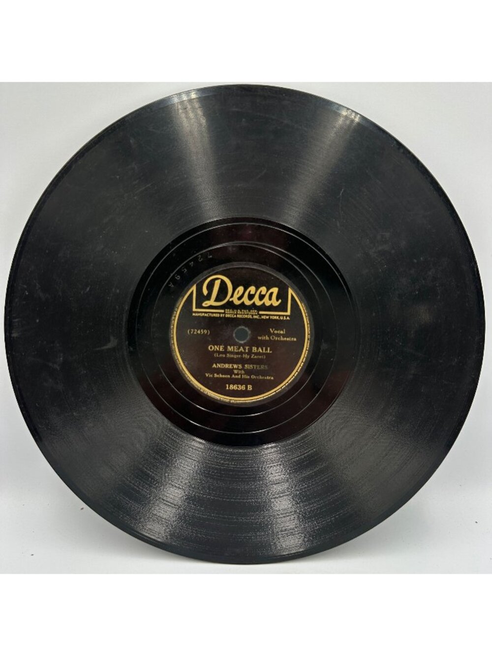 Andrews Sisters "Rum And Coca-Cola" / "One Meat Ball" 1945 Decca 78 RPM Vocal